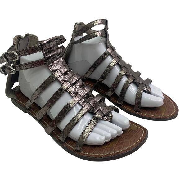 Sam Edelman Gilda Gladiator Ankle Sandals Saddle Brown Leather Womens Sz 10 - Picture 1 of 8